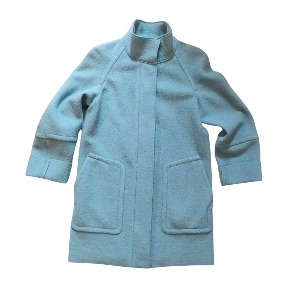 Talbots Petites Womens Blue Wool Blend Coat P With Italian Fabric Outside  Cold